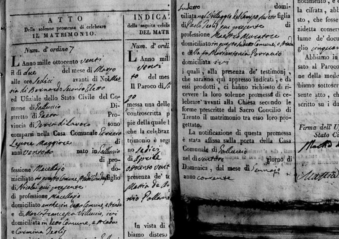 Mariage Lepore × Teolis, 1820