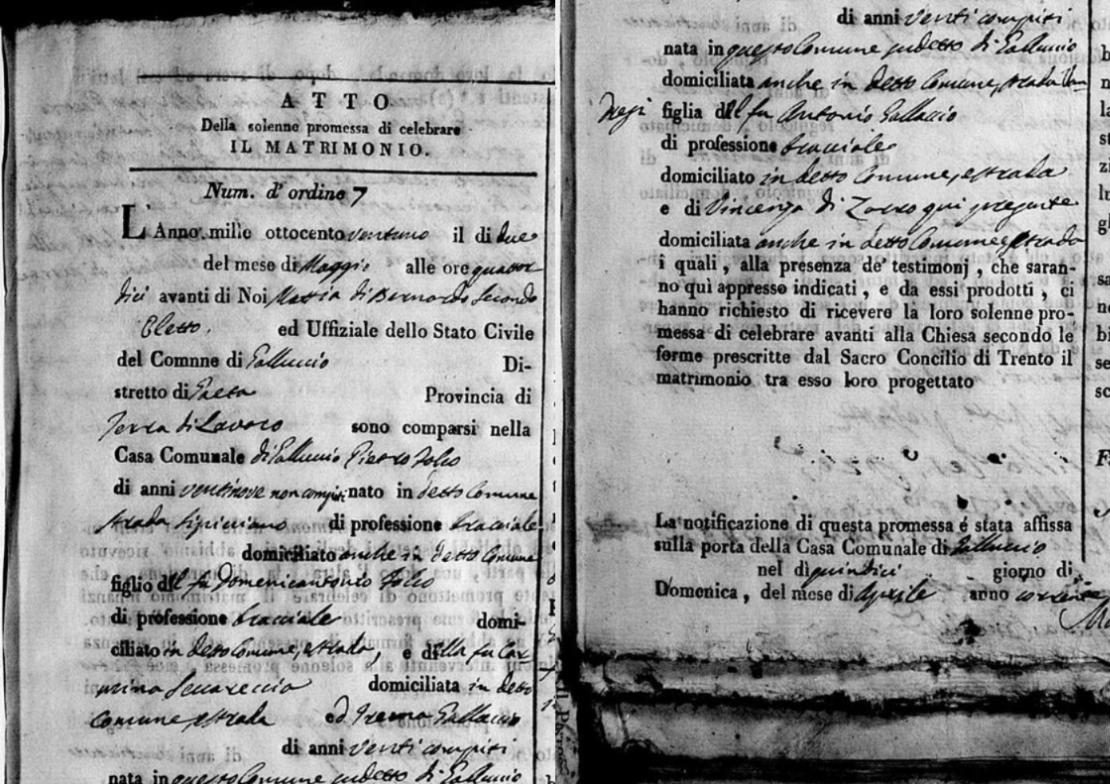 Mariage Folco × Galluccio, 1821